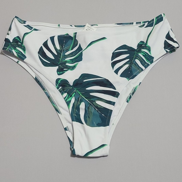 Teal Stripe & Leaves Bikini - Picture 2 of 7